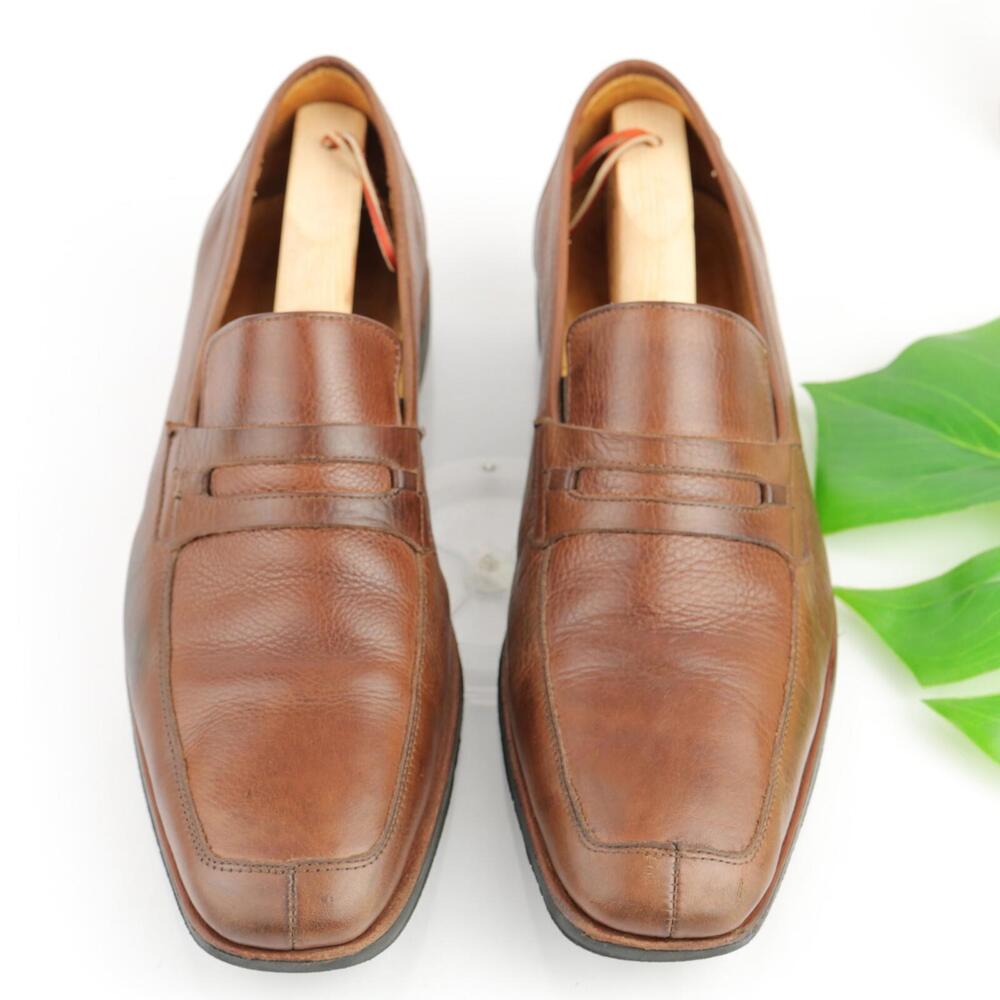 Sandro Moscoloni Mens Murray Penny Loafer Size 12 Tan Leather Slip On Dress Shoe